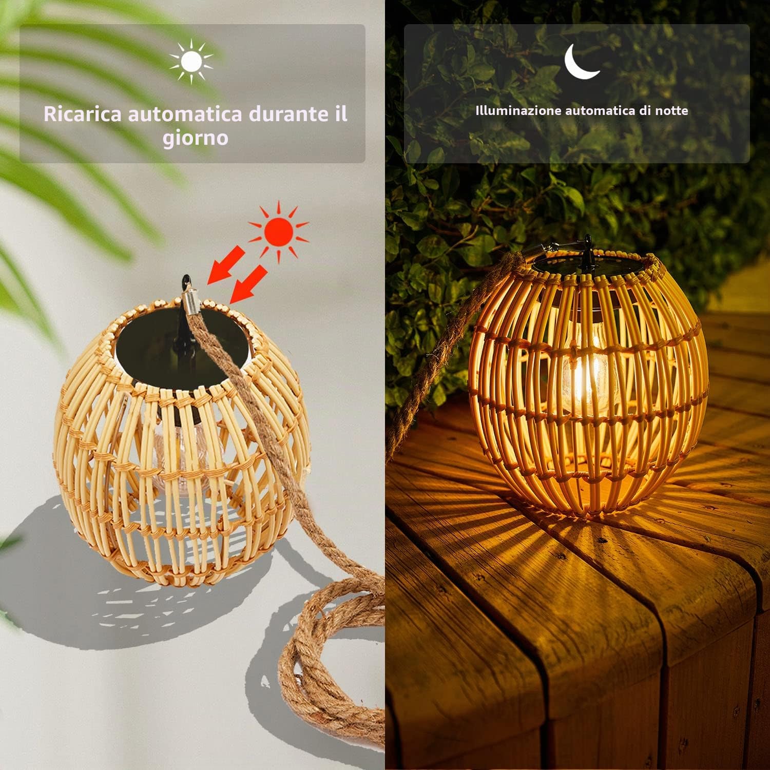 pearlstar Lampade solari per esterni, da appendere, decorazione da giardino, per esterni, resistente alle intemperie, per interni ed esterni, con manico, lampada a sospensione per balconi, terrazze
