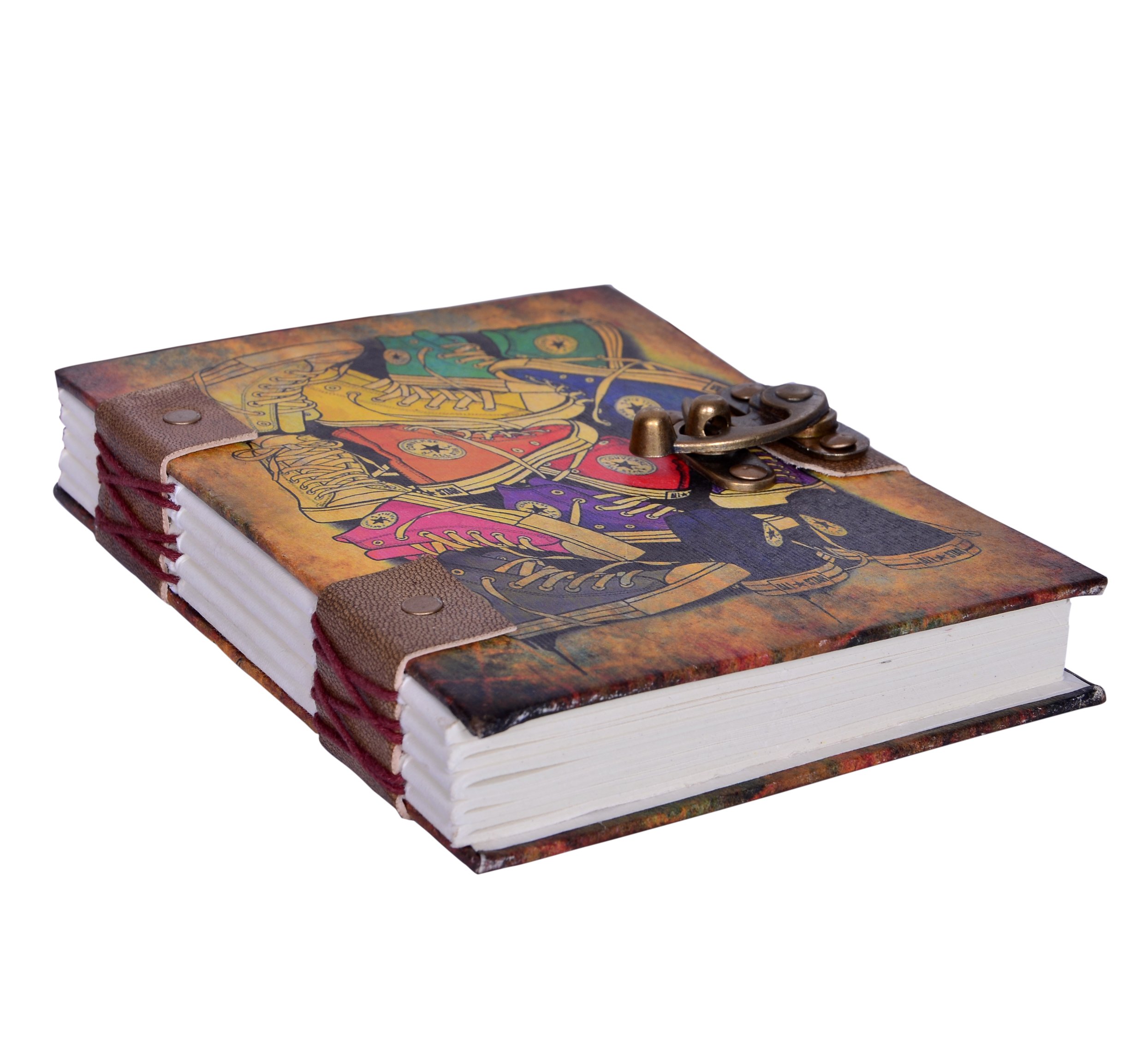 Purpledip Vintage Diary 'Ready To March': Handmade Paper Journal with Lock (10618), Multicoloured, Multicoloured - Image 2