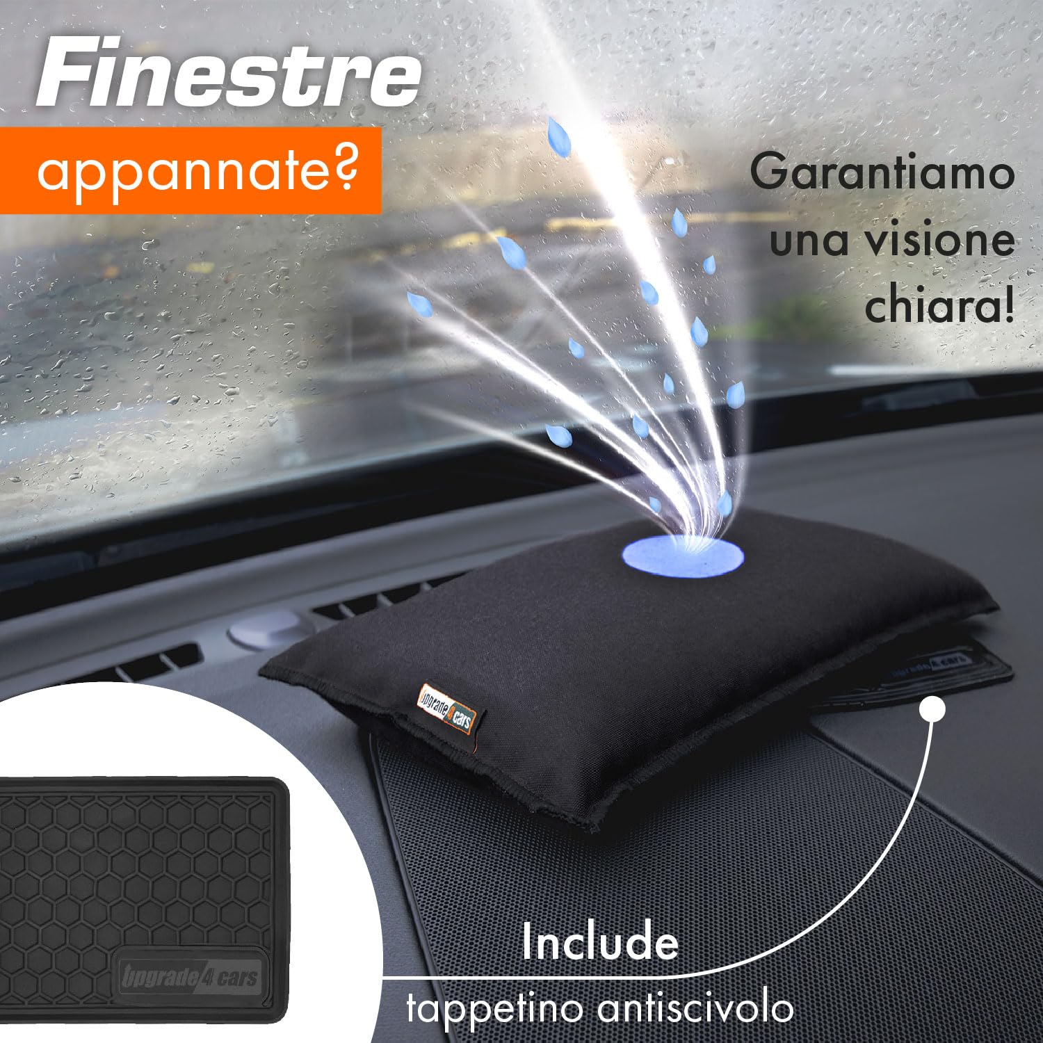 Upgrade4cars Deumidificatore Riutilizzabile per Auto, Casa, Armadio 2 x 1 Kg | Deumidificatori Ricaricabile Silica Gel con Tappetino Antiscivolo | Assorbi Umidità