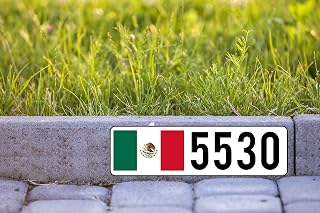 DesignThatSign Mexican Flag Custom Curb Number Self Adhesive Very Durable Aluminum Backing 5"x18"