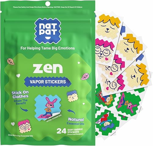 NATPAT Zen Patch Calcomanías Calmantes del Estado de Ánimo para Niños y Adultos - Libre de Químicos y Medicamentos, Apoyo del Estado de Ánimo para