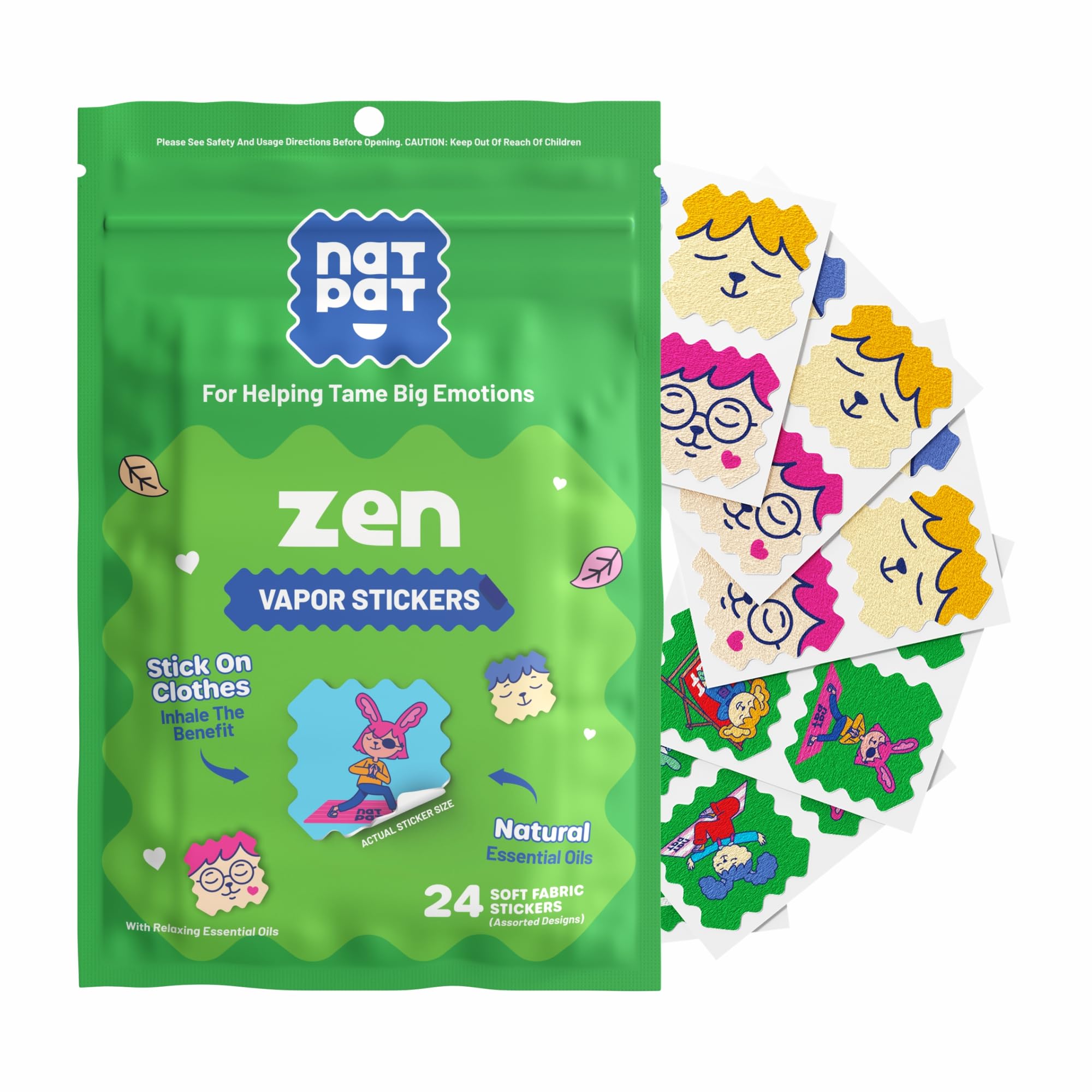 NATPAT Zen Patch Mood Calming Stickers for Kids and Adults - Chemical and Drug Free, Mood Support for Relaxation, Calm and Emotion Regulation - BuzzPatch Natural Patch (24 Pack)
