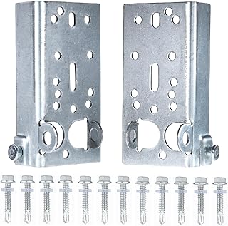 Garage Door Bottom Lifting Bracket, with 12 Pcs M6 Mounting Bolts, for 7/16-Inch Stem, Residential Bottom Roller Brackets, 1 Pair