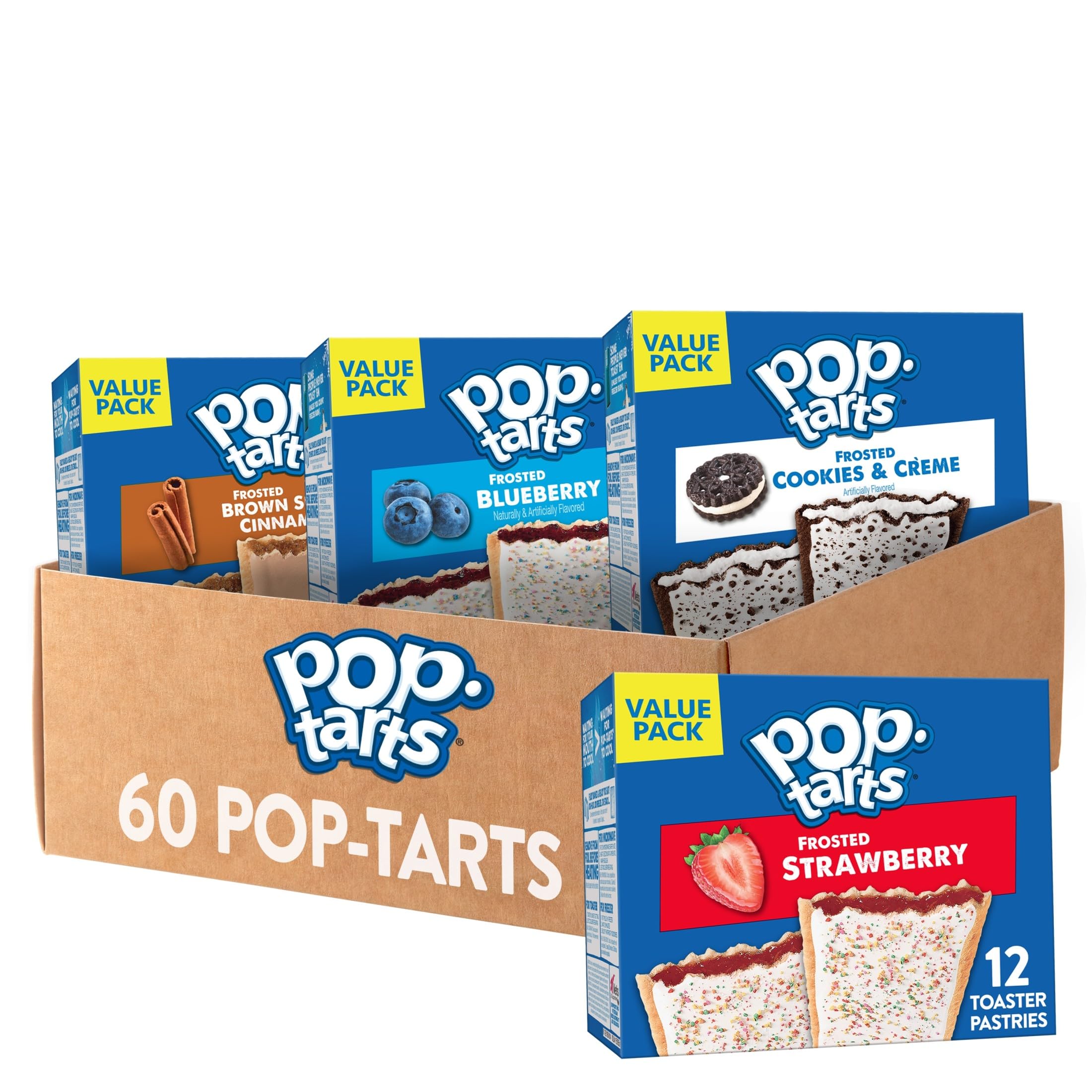 Pop Tarts Breakfast Toaster Pastries, Variety Pack (60Count), 5Count