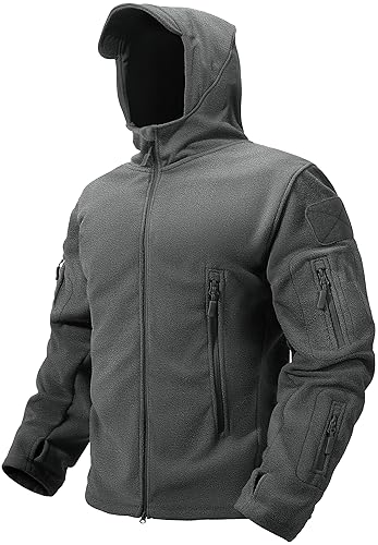 TACVASEN Mens Fleece Jacket Full Zip Tactical Hoodies Winter Coats