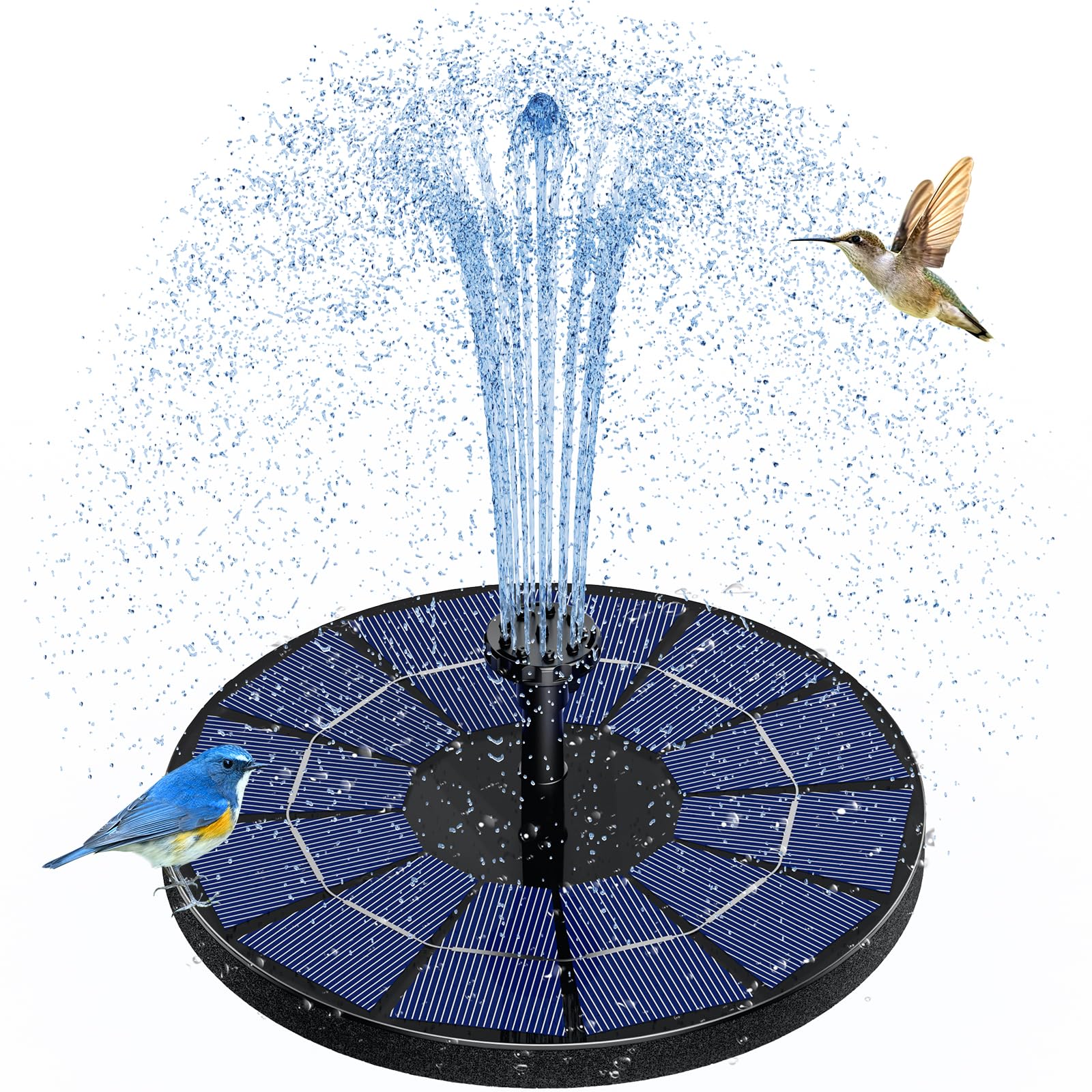 AISITIN 3,5W Solar Springbrunnen mit 1500 mAh Akku mit 10 Fontänenstile | Solarbrunnen für Draussen für Garten, Solar Springbrunnen für Außen mit 4 Stützstange, Teichpumpe Solar für Vogeltränke,Teich