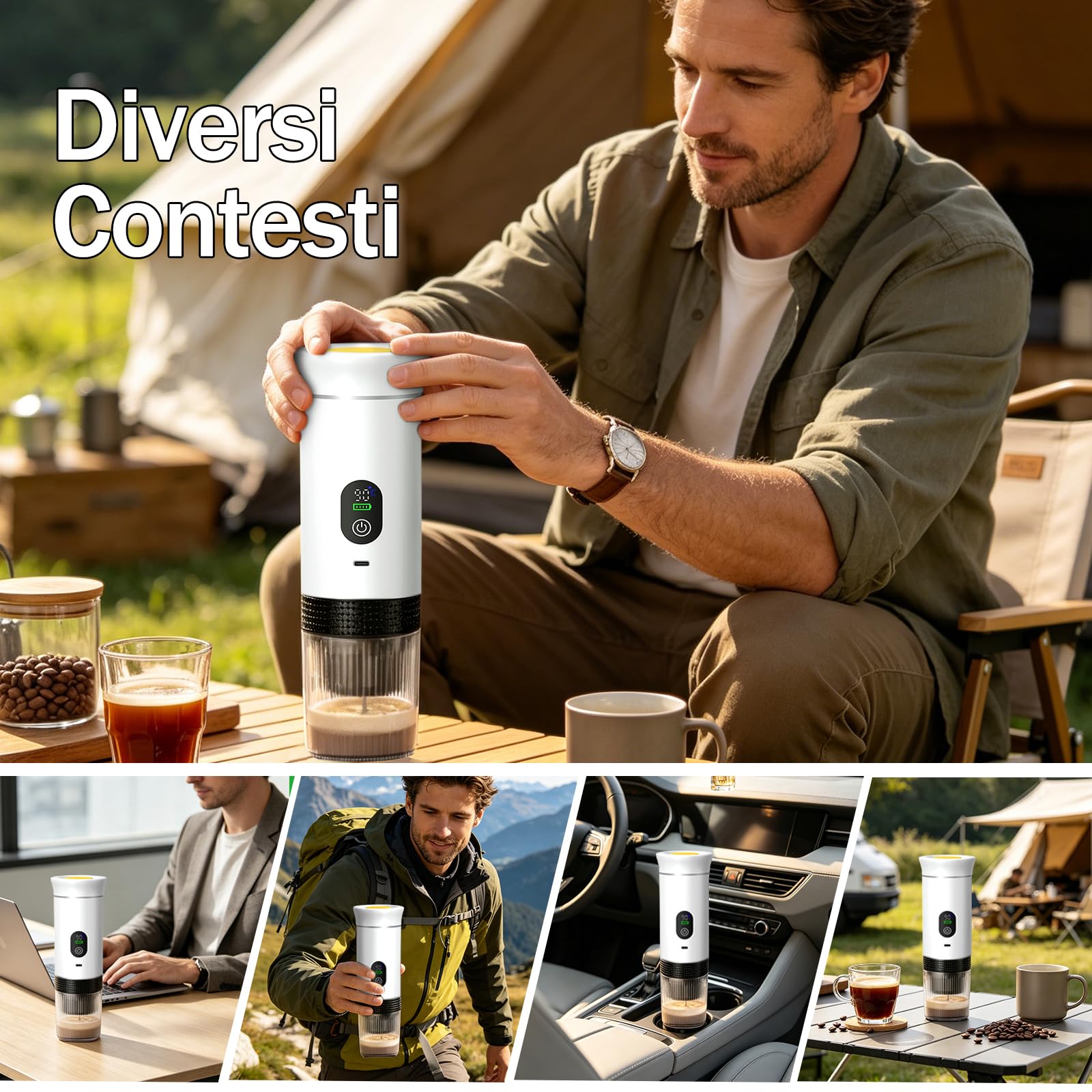 Portable Coffee Maker 3 in 1 Espresso Machine USB-C Mini Electric Hot Water Coffee Maker Compatible with Ness-Preso, Dolce-Gusto and Ground Coffee Capsules