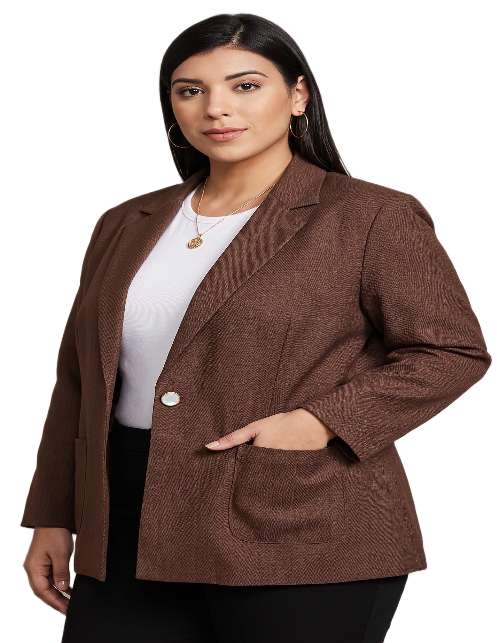 NEW 18 Women's Poise Blazer Jacket – Brown Coat, Notch Lapel, Business & Weekend Wear-image-17