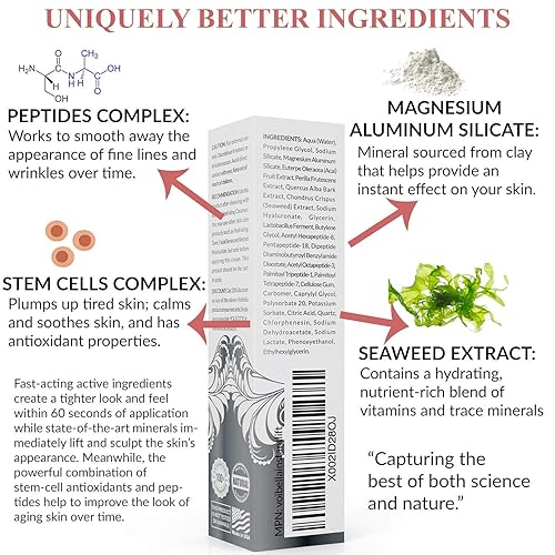 Miniatura 8 de Lifting facial instantáneo + lavado facial orgánico - Crema de elevación y reafirmante para suavizar la apariencia de arrugas, limpiador facial de