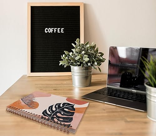 Miniatura 3 de NEGIGA Cuaderno abstracto bohemio botánico tropical de hoja de palmera con formas aleatorias forradas en espiral, cuaderno de 8.3 x 5.5 pulgadas,