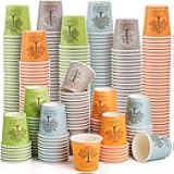 800 Pack Bathroom Cups, 2 OZ Disposable Paper Mouthwash Cup, Small Hot Cold Beverage Drinking Cup, Mini Colorful Espresso Cups for Parties, Picnic, Barbecue, Travel and Events, Tree Pattern
