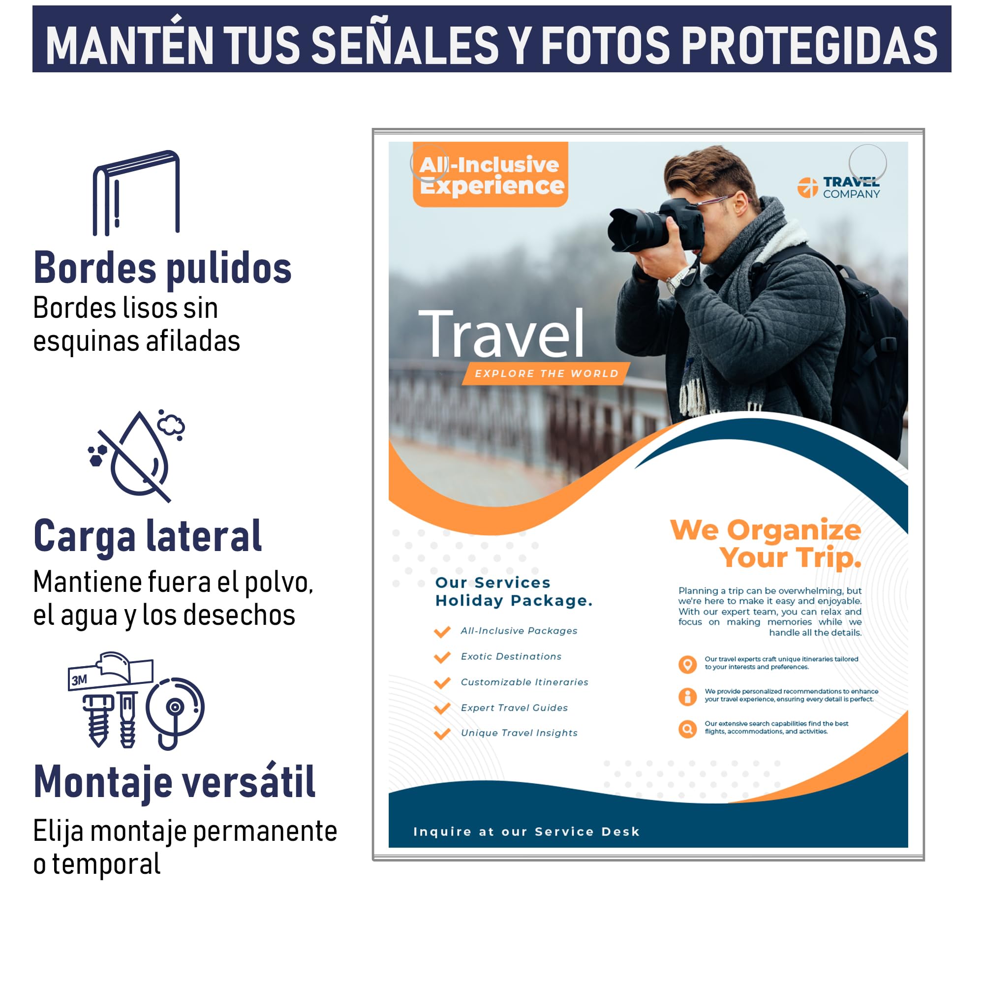 Soporte de letrero acrílico A4 – 6 Unidades, Portapapeles de marco transparente con múltiples opciones de montaje incluidas, soporte de pared para carteles, tablero de mensajes de plástico