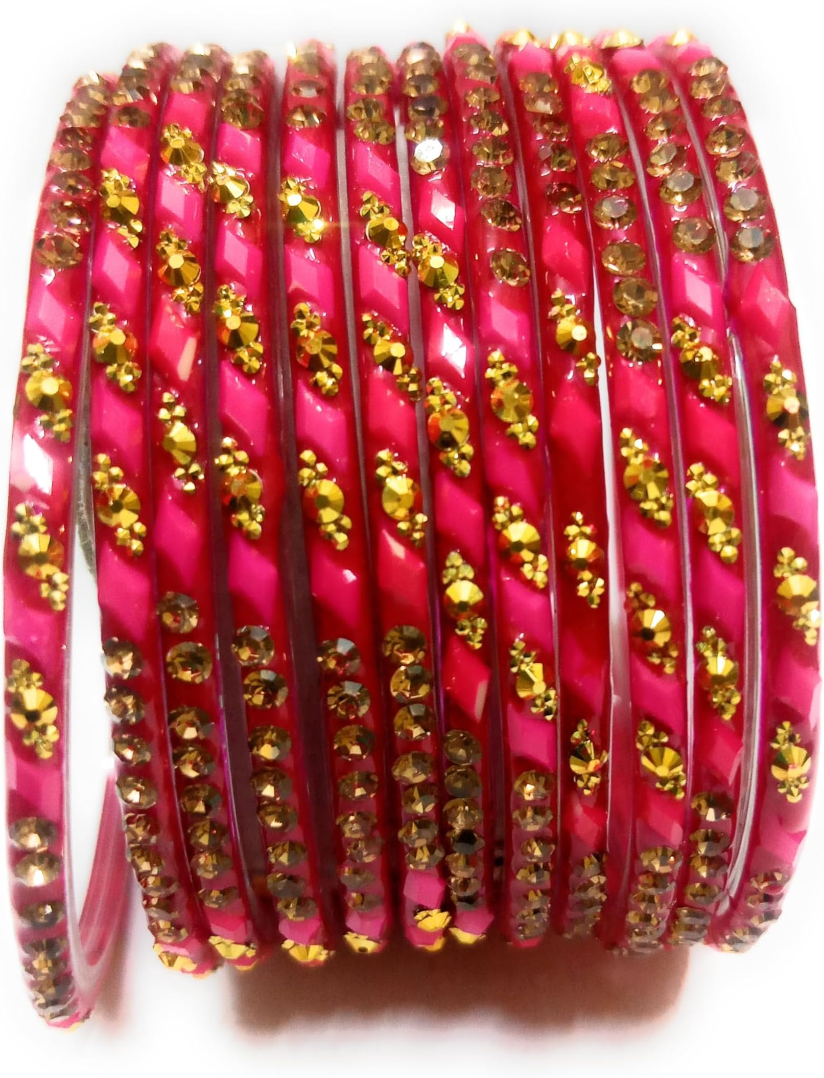 Trending Glass Bangles with leafy Beads and Golden Stone Work (Pack of 12 Bangles) for women and girls by Kanchan Bangles Corner