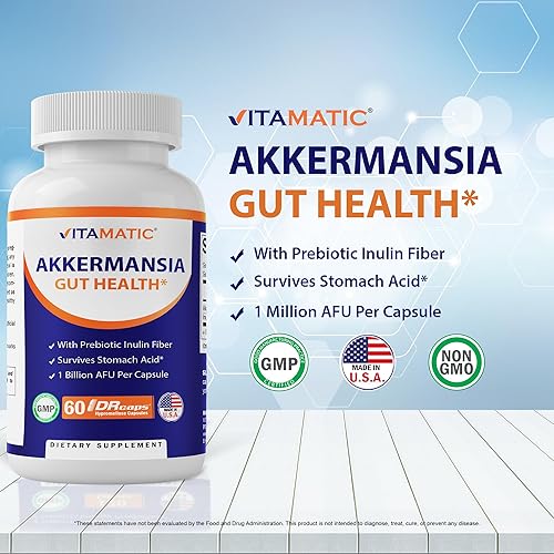 Miniatura 4 de Vitamatic Akkermansia Muciniphila Gut Health - 60 cápsulas DR (liberación retardada) - Fabricado con fibra de inulina prebiótica
