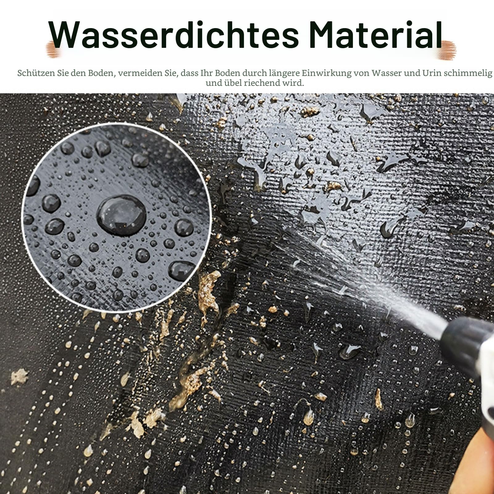 Oncpcare Wasserdichte Laufgittermatte für Meerschweinchen-Käfig, 150x150 cm, wiederverwendbare Basis für Kaninchen, Frettchen und andere Kleintiere, Schwarz