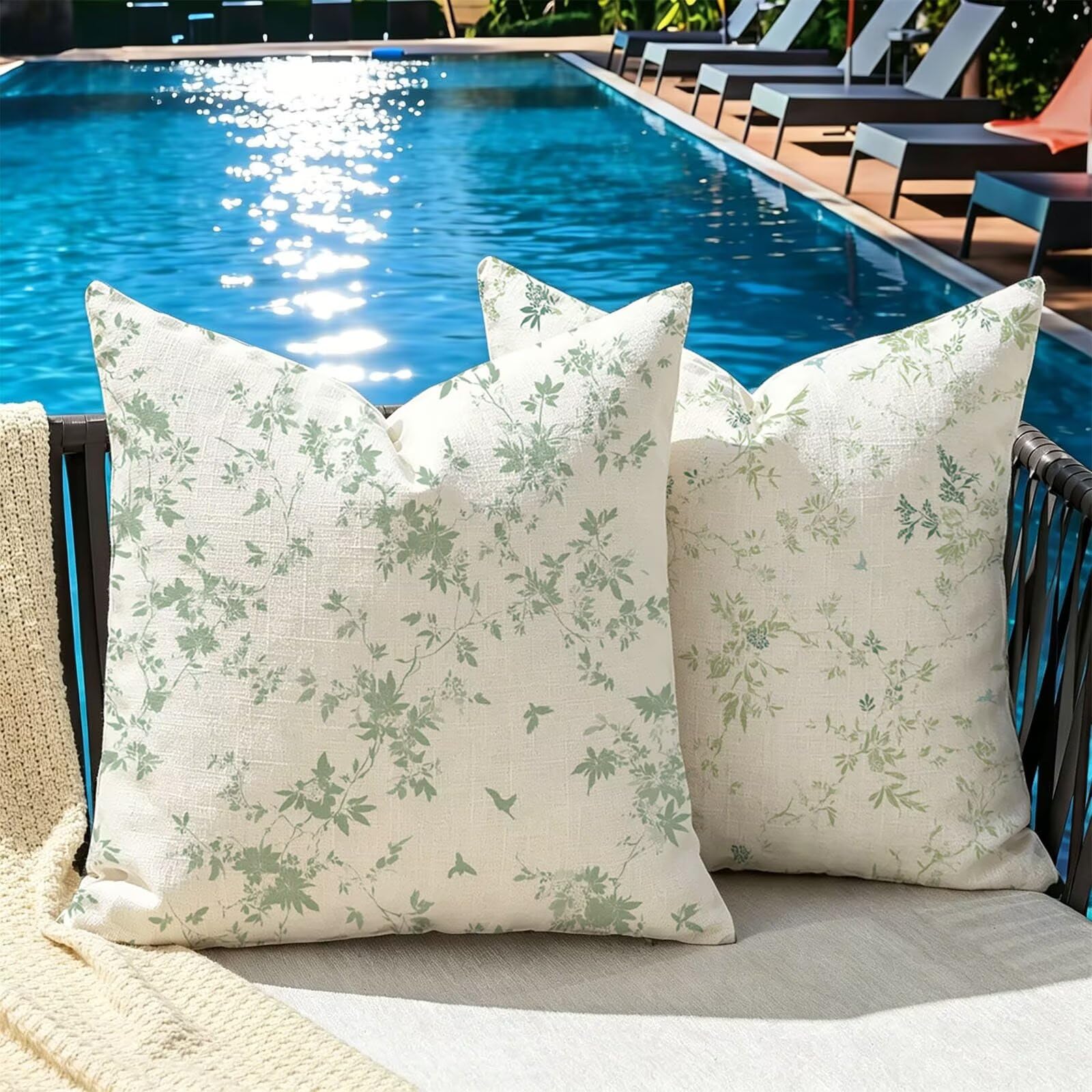 Kissenbezug 75x75cm 2er Set Outdoor Kissen Weiß Anlage Samt