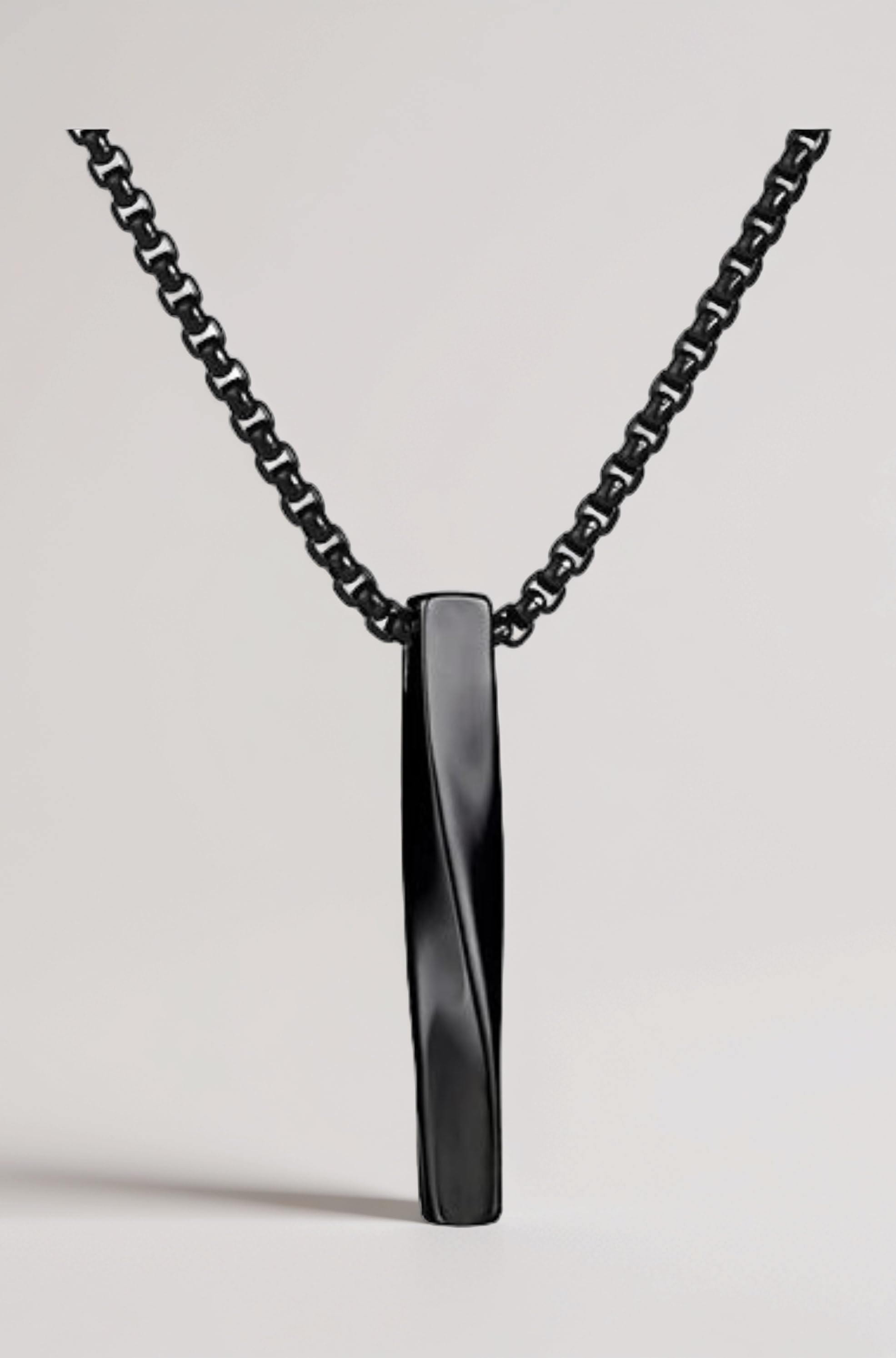 - ALPHA Anti Tarnish Stainless Steel Coiller Black Locket Neck Chain for Men | Stylish Pendant Necklace | Jewellery Accessories for Boys | Minimal Jewelry | Gifts for Boyfriend & Husband | Marriage, Birthday | Gift for Valentine Day