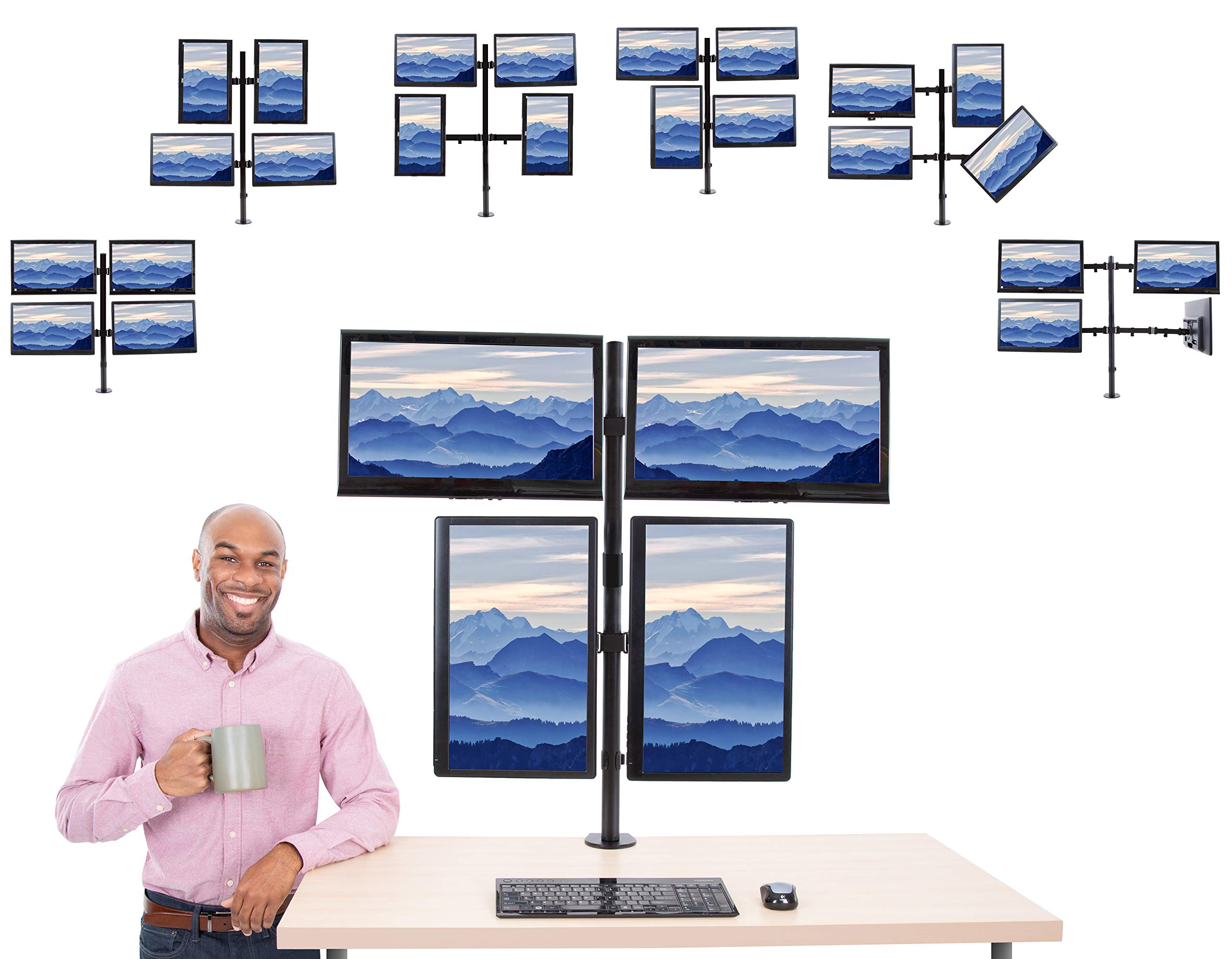 Stand Steady ClampOn 4 Monitor Mount Desk Stand Height Adjustable