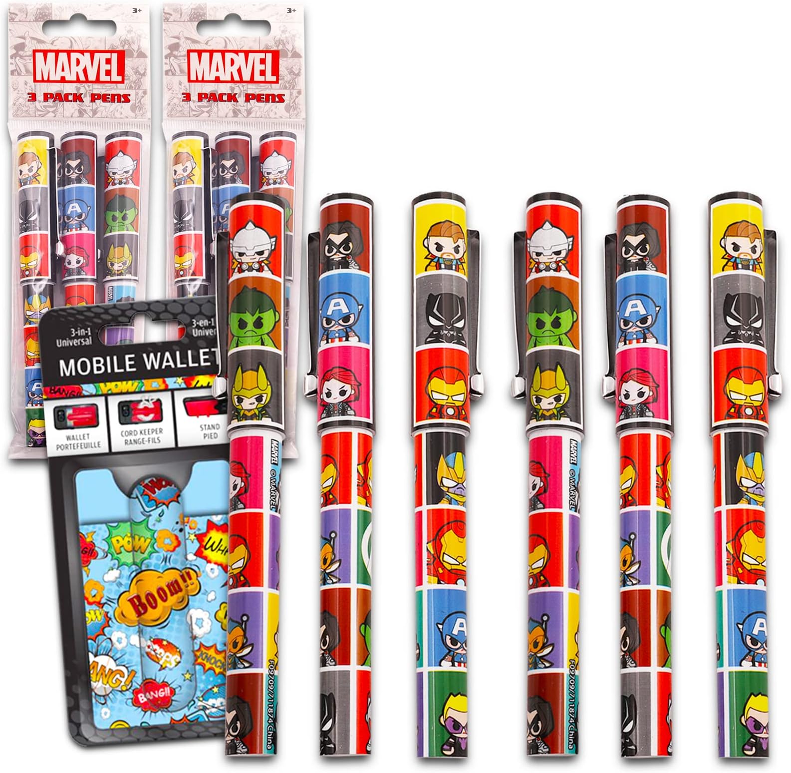 Amazon.com : Marvel Avengers Pen Set ~ 6 Deluxe Ballpoint Gel Pens ...