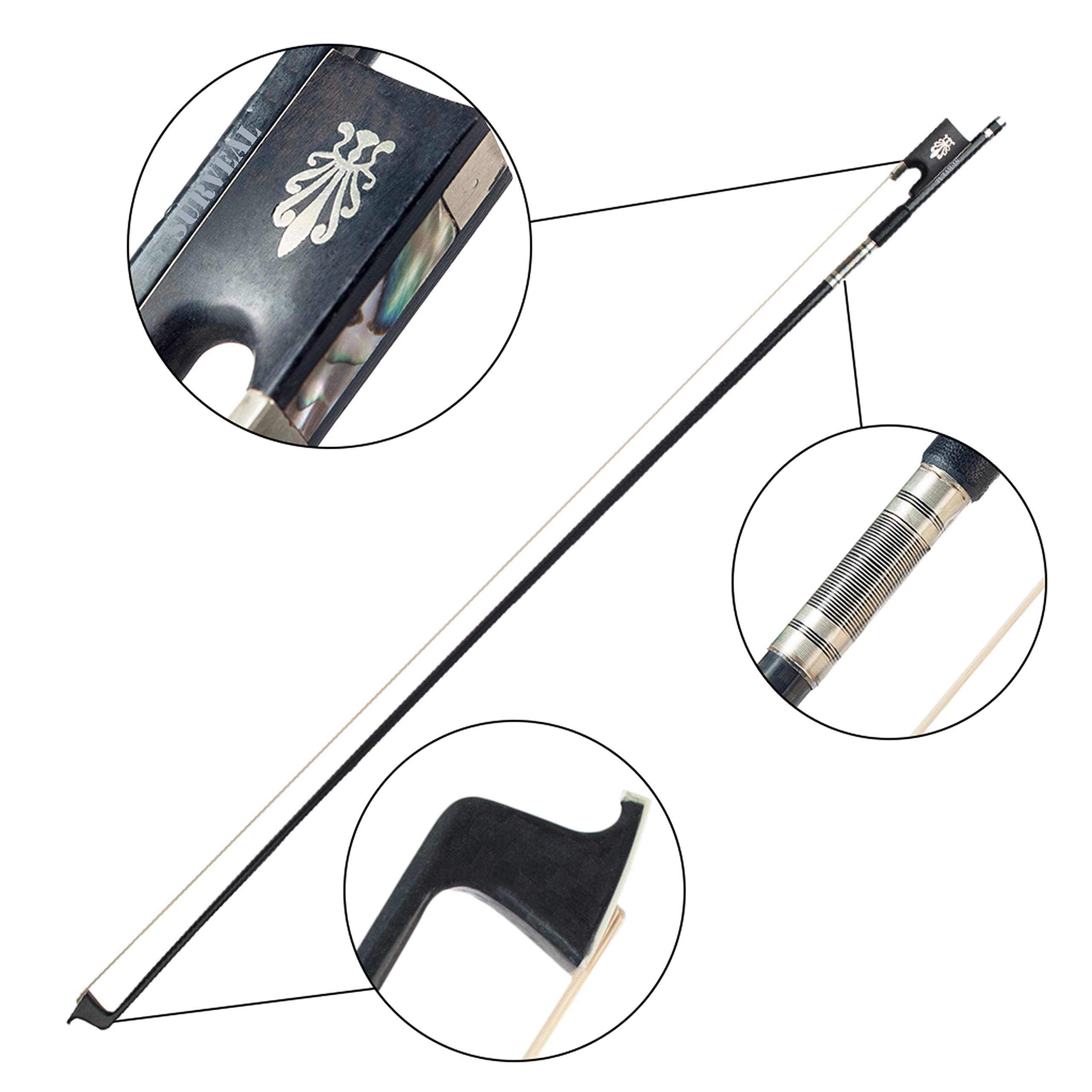 Widybord Archetto Per Violino, 4/4, In Fibra Di Carbonio, Per Principianti E Giocatori Professionisti (rosa - Foto 4