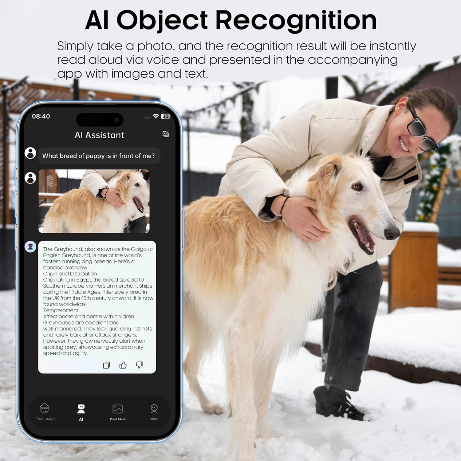 Yowow BIT AI Smart 4K Camera Glasses,HD 1080P Videos,Ultra-Wide Anti-Shake, Vlog Recording, AI Translation, AI Voice Assistant, Open Ears, Wi-Fi Transmission, Music Control,Color-Changing Lenses