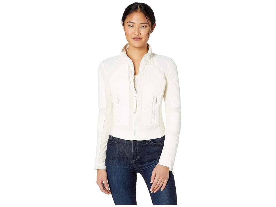 

Blanc Noir Suede Mesh Moto (Bianco) Women's Coat, White