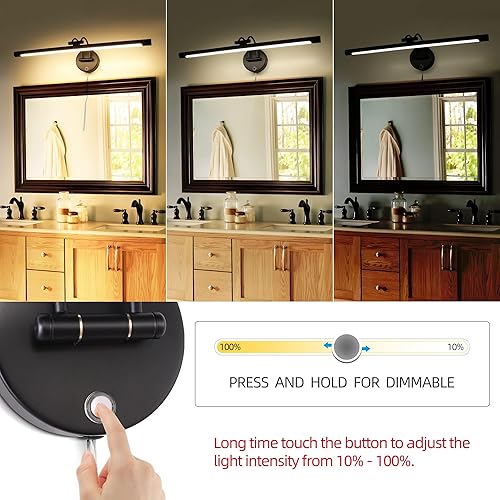 Miniatura 5 de MantoLite Lámpara LED regulable para tocador de baño, 12 W, 24 pulgadas, luces de pared para gabinete, iluminación interior, lámpara de lectura