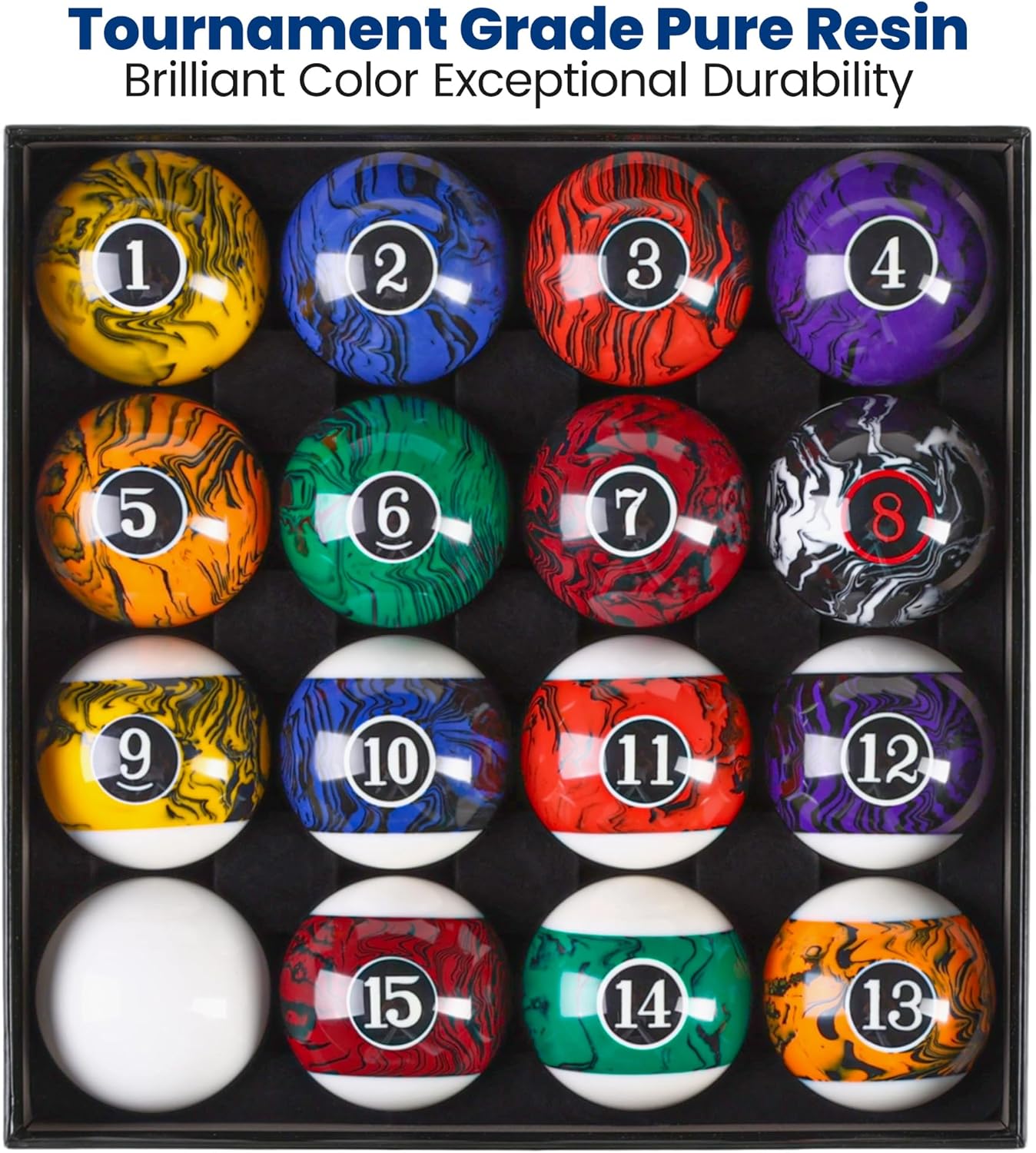 Pool Balls Billiard Set – 2-1/4" Regulation Size, 6 oz Professional Weight, AAA Grade Pure Resin, Pool Table Balls for Tournament, Bar, Game Room & Gifts