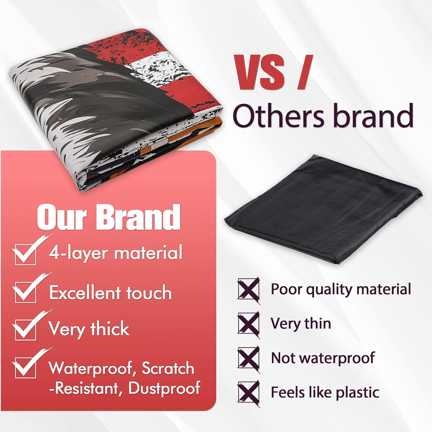 8.5ft Pool Table Cover 8.5 Feet Billiard Table Covers Leather Pool Table Cover Waterproof for Protecting Pool Table Felt Pool Table Accessories-Red