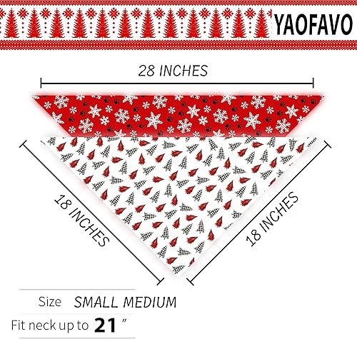Miniatura 2 de Paquete de 2 bandanas de Navidad para perros, árboles de Navidad rojos+bufandas de perro con patas de nieve para niños y niñas, bufandas para
