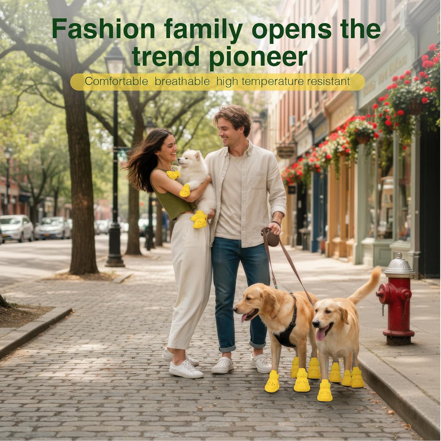 Dog Shoes for Hot Pavement and Snow – Waterproof, Non-Slip, Breathable Booties with Adjustable Straps for Small, Medium and Large Dogs (Yellow, S) Yellow S