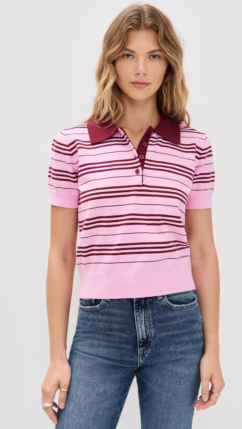 English Factory Women's Striped Polo Knit Top - Image 2