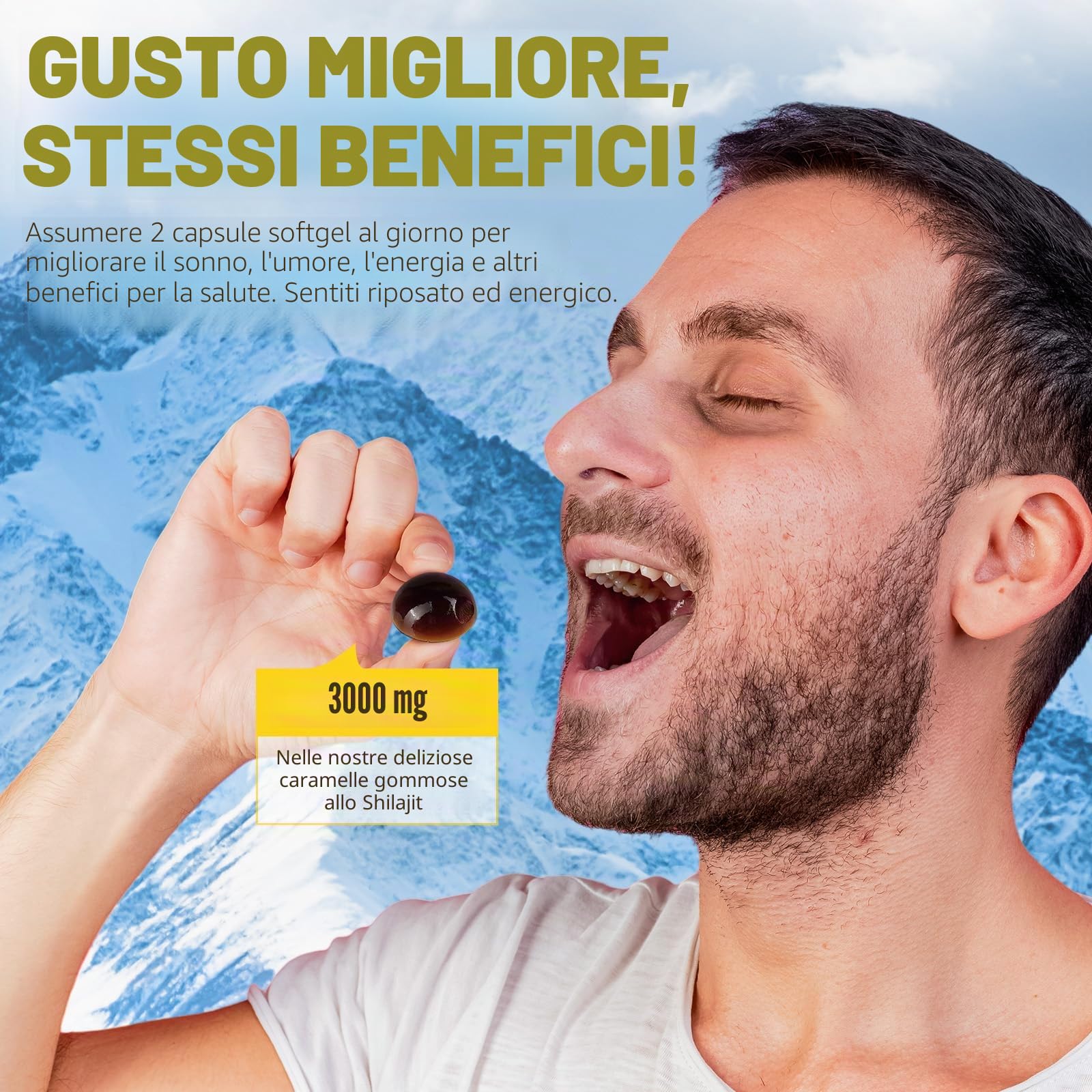 Shilajit - Orsetti gommosi 3000 mg, puro Himalaya Shilajit oro, oltre 85 oligoelementi, supporta il livello di energia, il sistema immunitario (1)