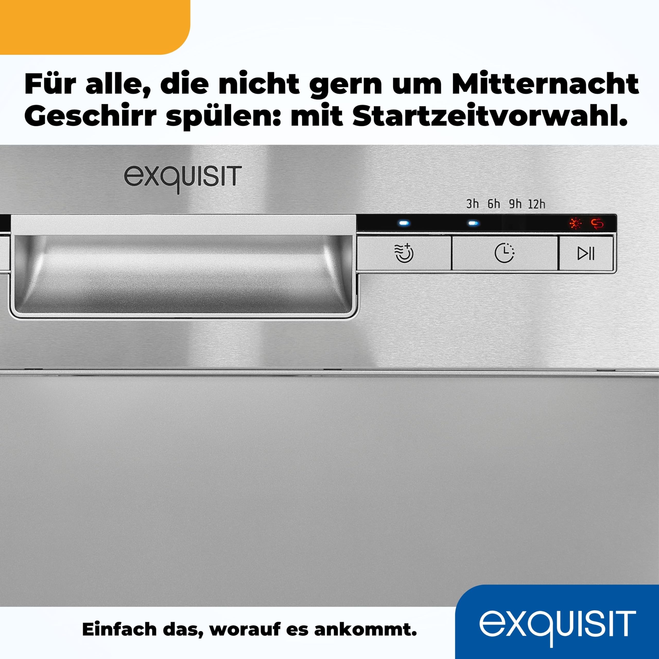 Exquisit GSP9109-030E Geschirrspüler 45 cm Silber Freistehend unterbaufähig 9 Maßgedecke 49 dB leise