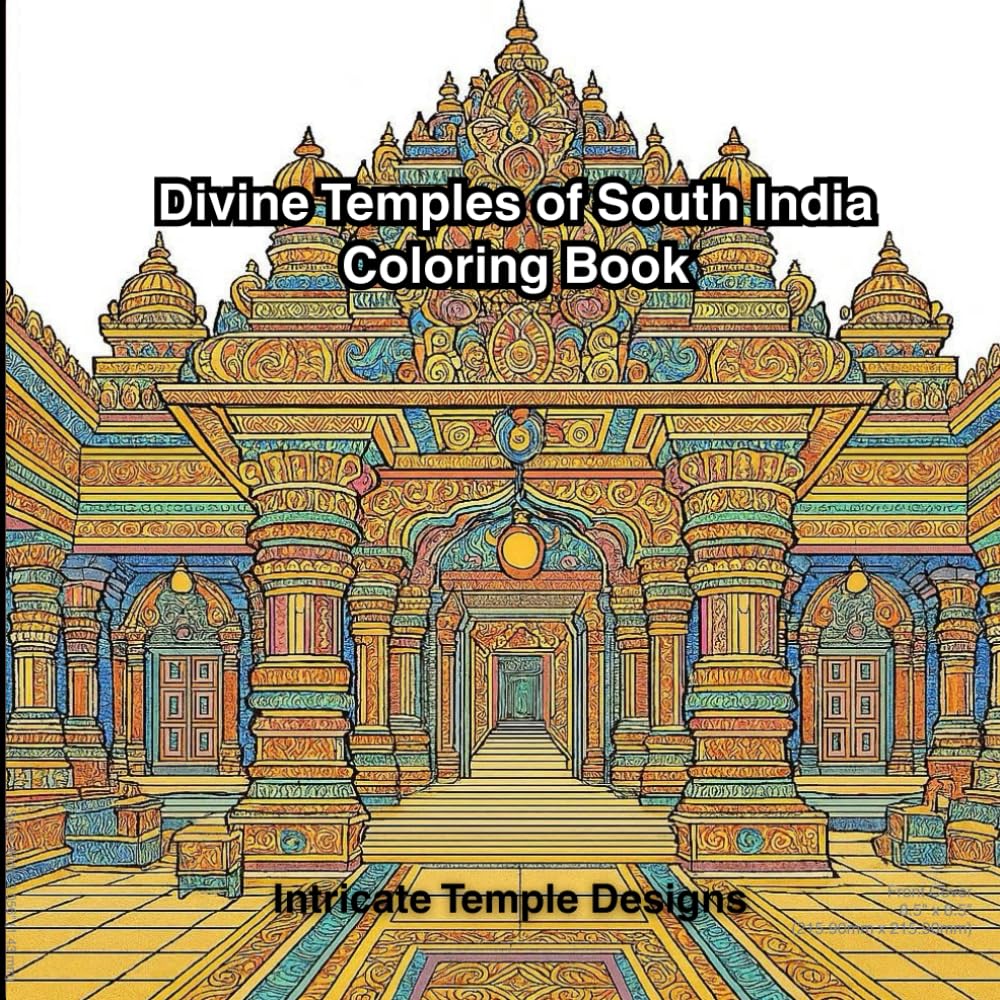 Divine Temples of South India Coloring Book: Intricate Temple Designs
