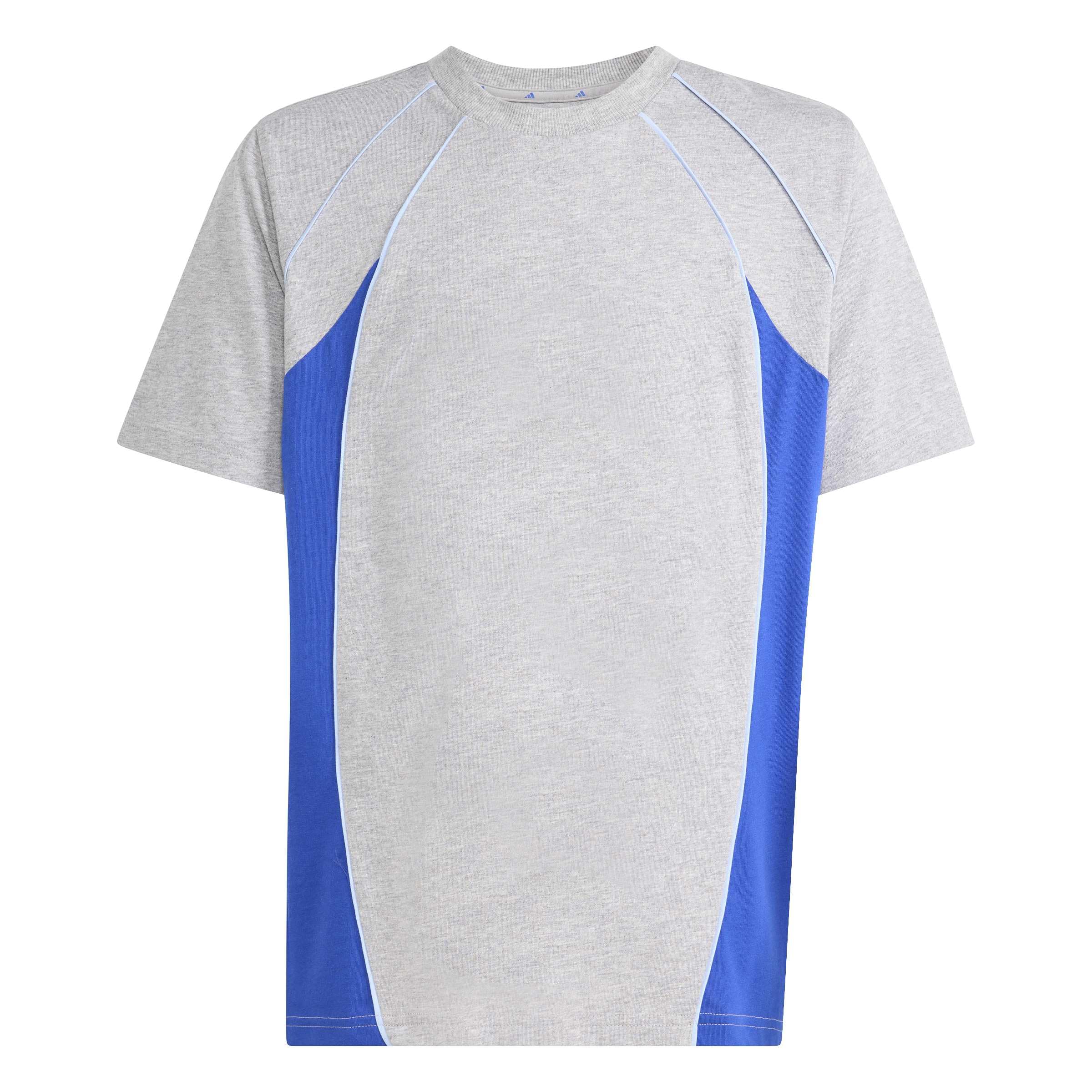 adidas Unisex Kids Color Block T-Shirt, Medium Grey Heather/Team Royal Blue/Glow Blue, 15-16 Years