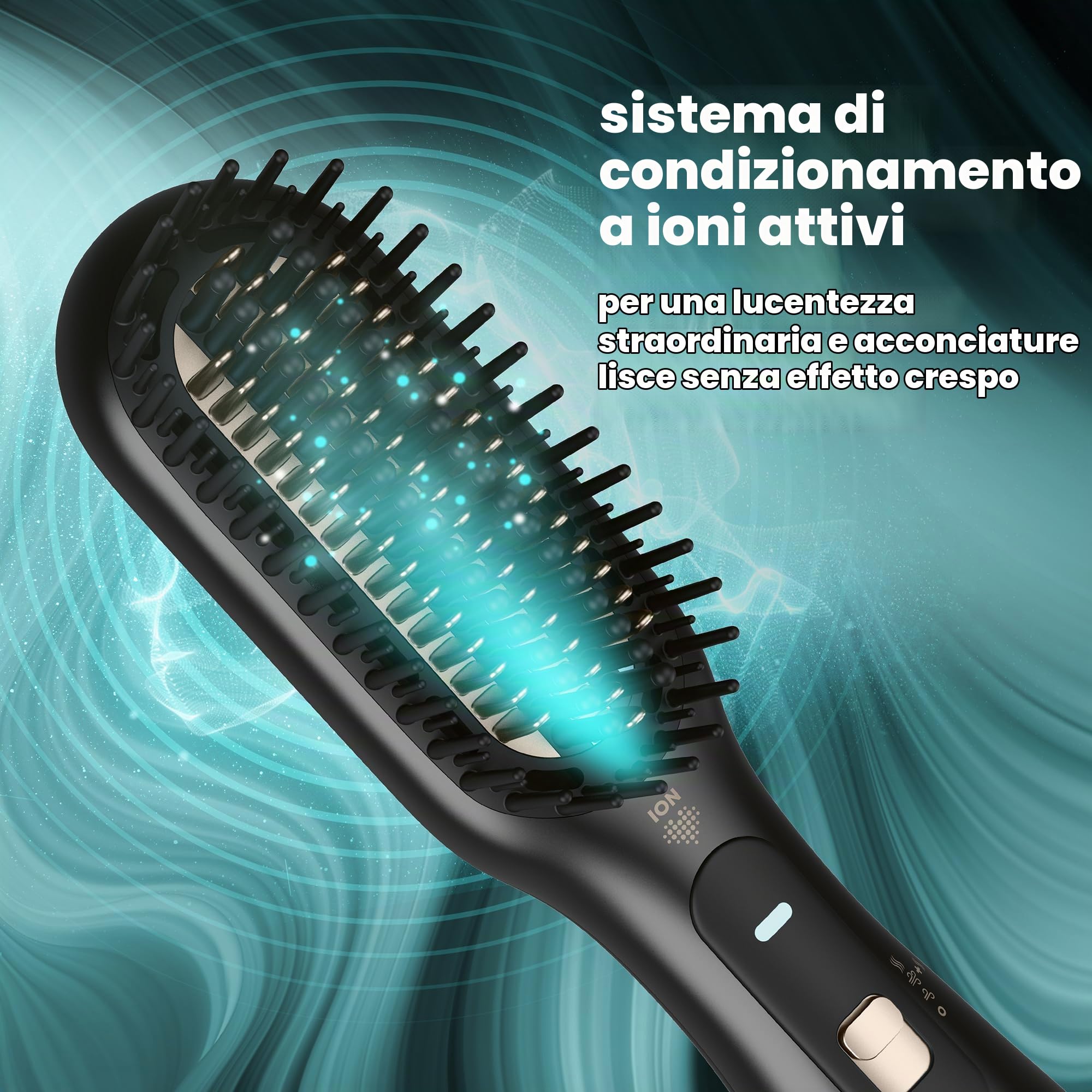 REVAMP Progloss Deepform Spazzola Lisciante ad Aria Ceramica - Nero | Asciuga, Acconcia e Lucida, Capelli Bagnati e Asciutti, Lisci, Morbidi e Lucenti, Spazzola Calda