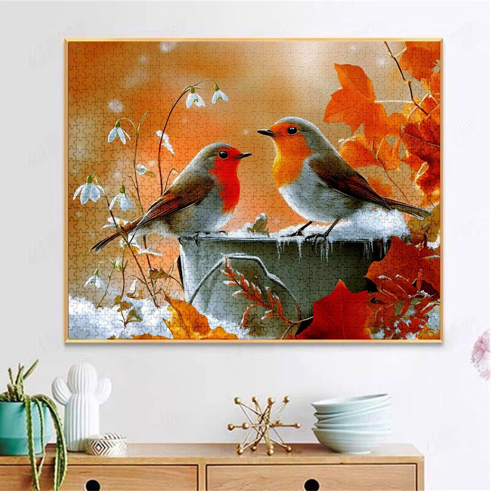 Puzzle Autunno Puzzle 4000 Pezzi Jigsaw Adulti DIY Classici Gioco, Puzzles a Forma di Uccello, Giochi Rilassamento e Intelligence per Ragazzi 141x87cm/4000 pcs con Scatola Regalo in Legno H-8872