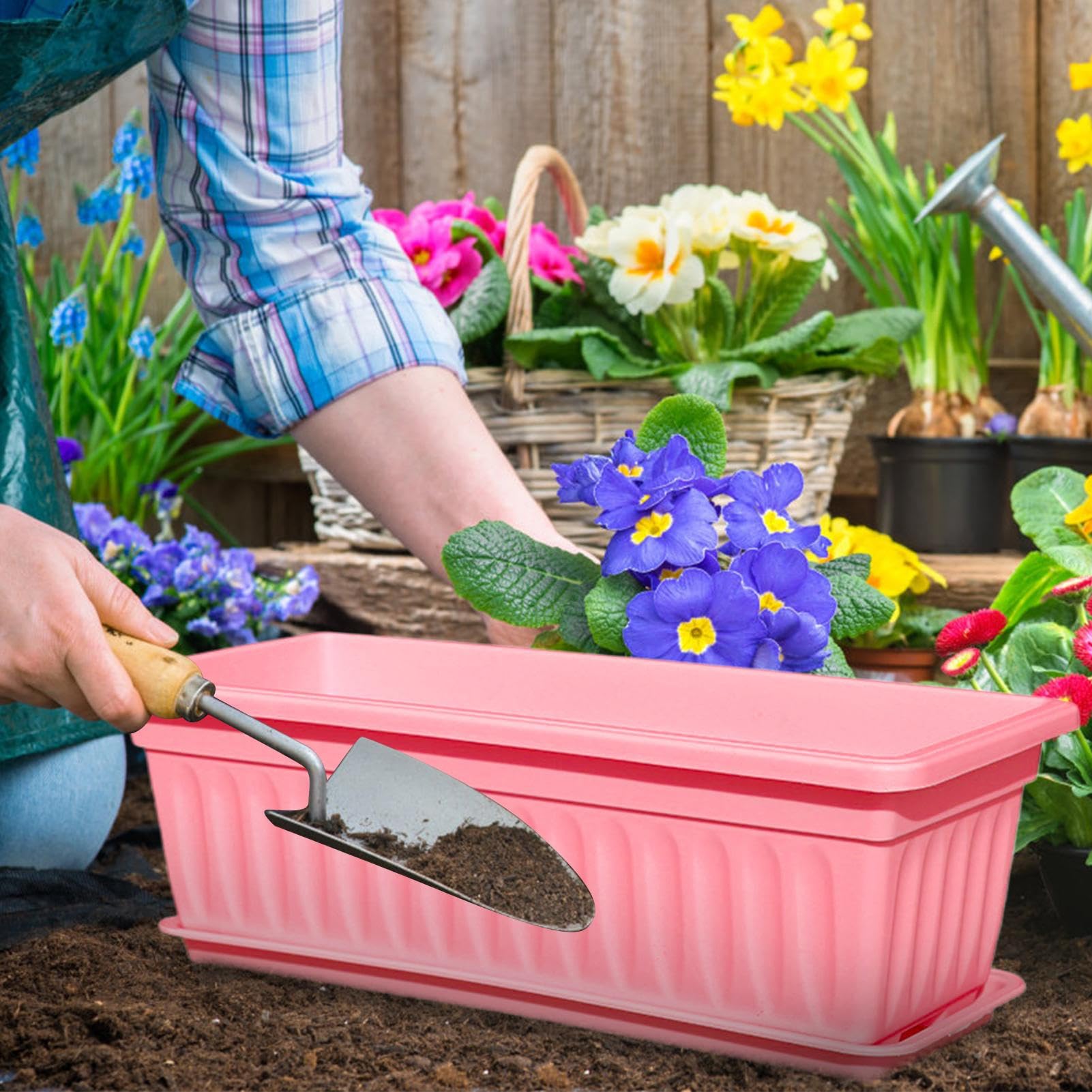Fioriera Da Finestra Contenitore Resistente ai Raggi UV con Fori di | Cassetta Da Finestra Per Fiori Per Giardinaggio Balcone Cucina Esterno Giardino Piante E Fiori