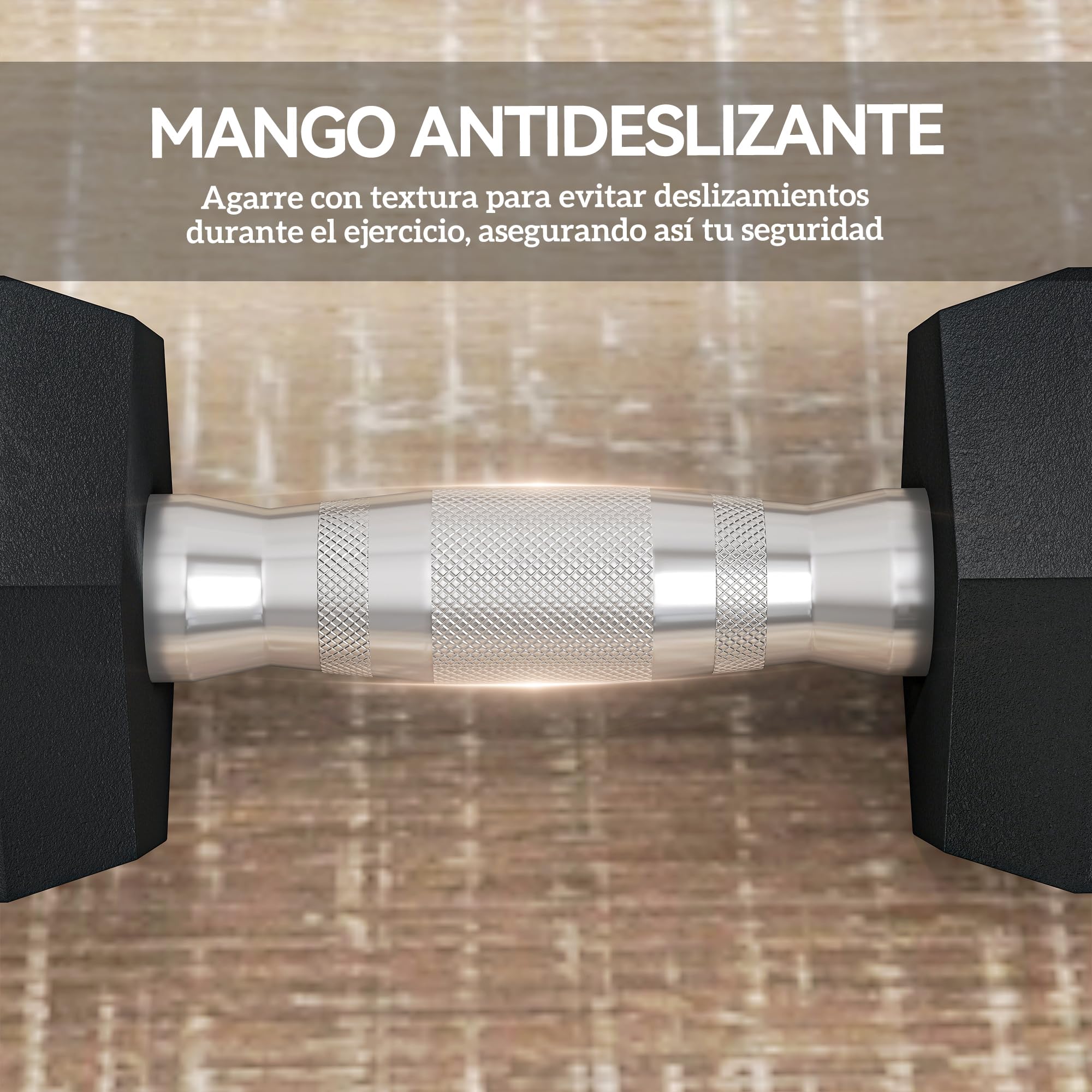 HOMCOM Juego de Mancuernas Hexagonales 2 x 6 kg Kit de Pesas con Barras de Conexión para Entrenamiento Fitness Gimnasio en Casa