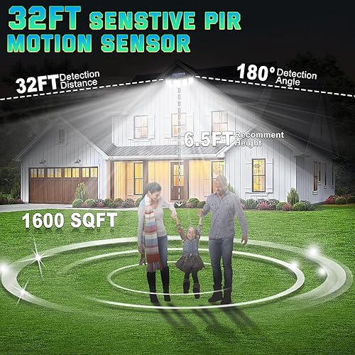 Miniatura 4 de Luces solares para exteriores, sensor de movimiento impermeable, 416 LED, 3000 lúmenes, súper brillante, 3 modos de brillo, 3 modos, 2400 mAh,