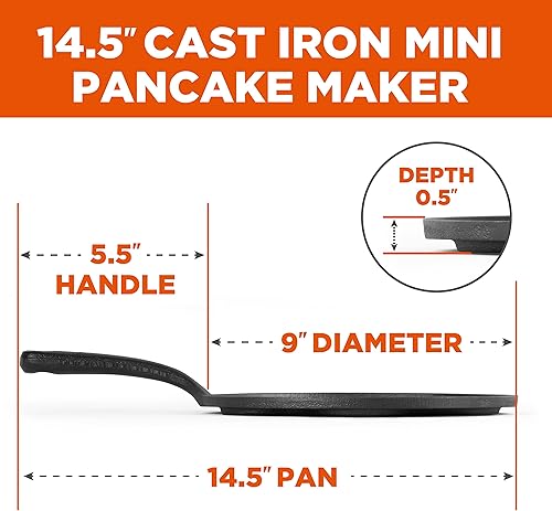 Vista 10 de Commercial CHEF Sartén de hierro fundido danés Aebleskiver, utensilios de cocina de hierro fundido presazonado para panqueques, hace 7 bolas