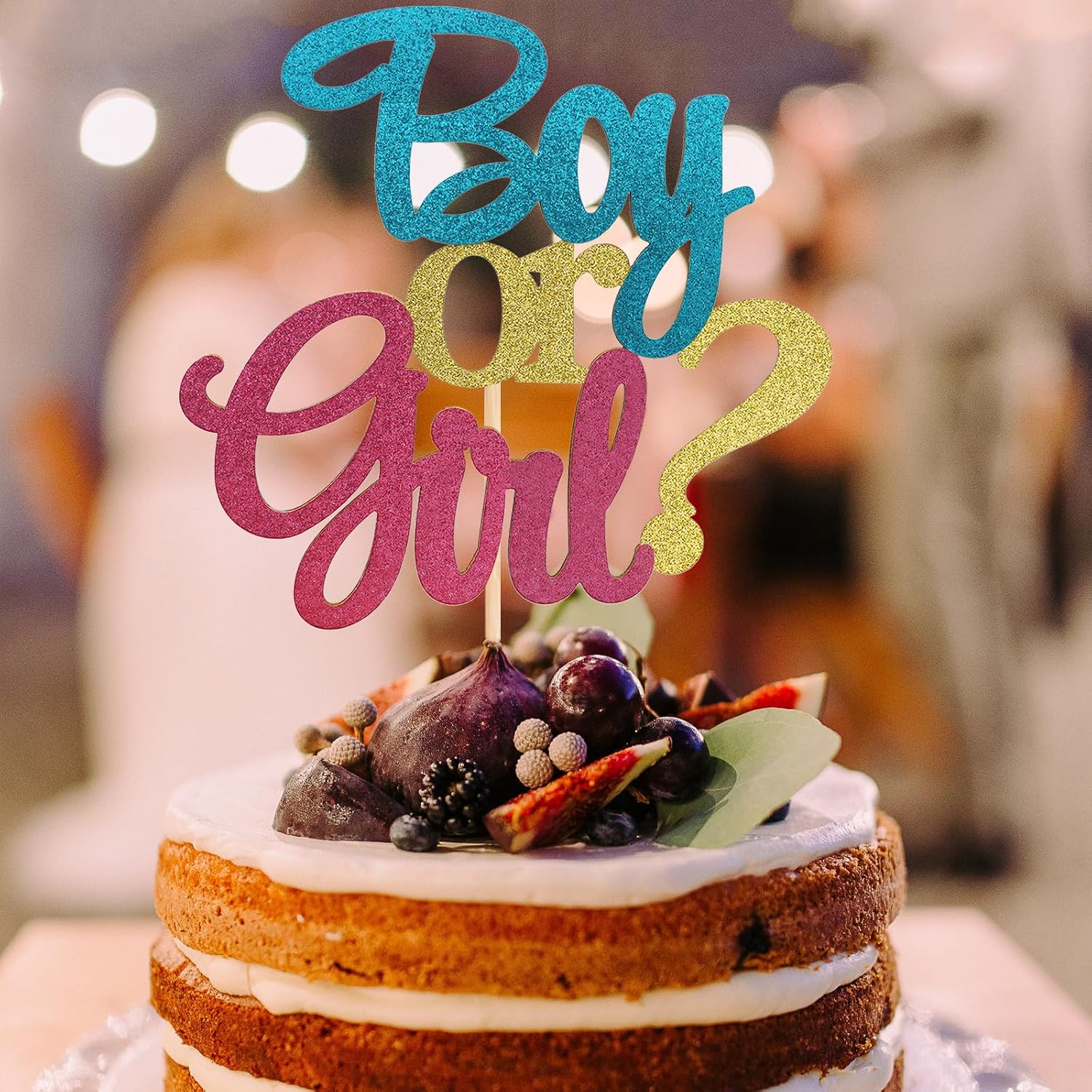 1Pc Boy or Girl Cake Topper Glitter Pink or Blue Cake Pick Kids Boys Girls Birthday Baby Shower Gender Reveal Themed Party Decors Cake Decoration Supplies