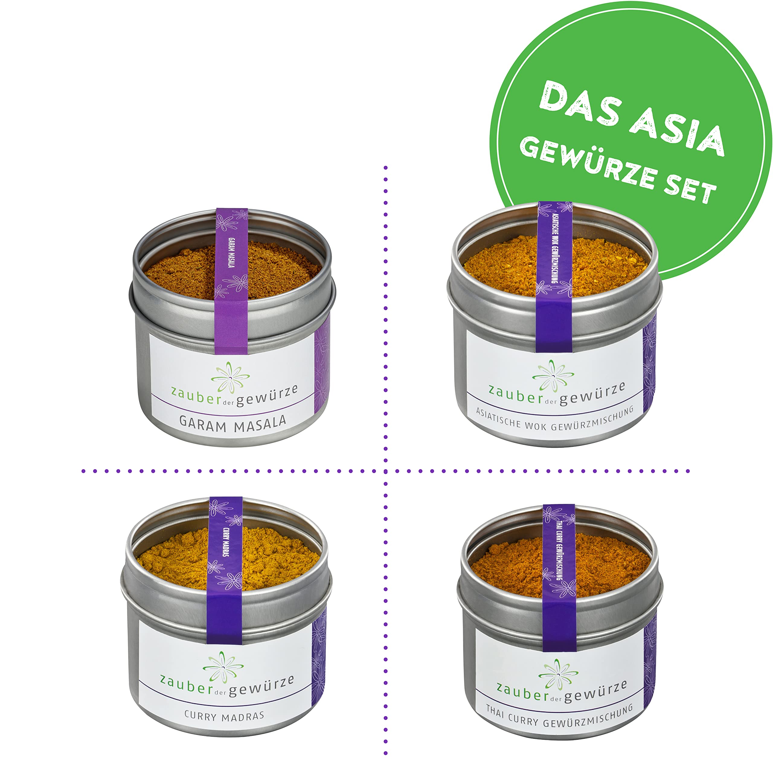 Zauber der Gewürze Asia Gewürze Set | 4 asiatische Gewürze im Gewürzset, Premium-Qualität, Gewürze Geschenkset für Frauen & Männer oder als Geschenk für Hobbyköche & Genießer, 210 g