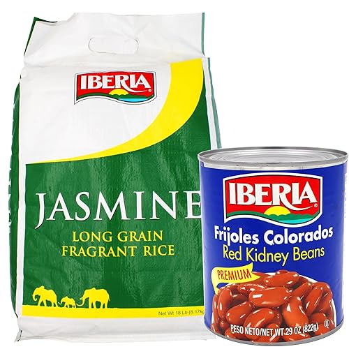 Iberia Jasmine Long Grain Fragrant Rice, 18 Pounds + Iberia Red Kidney Beans, 29 oz