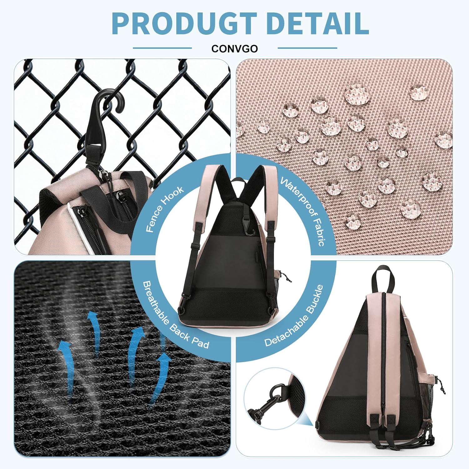 Pickleball Bag for Women and Men, Adjustable Pickle Ball Backpack, 2 in 1 Sports Sling Bag for Pickleball Paddles