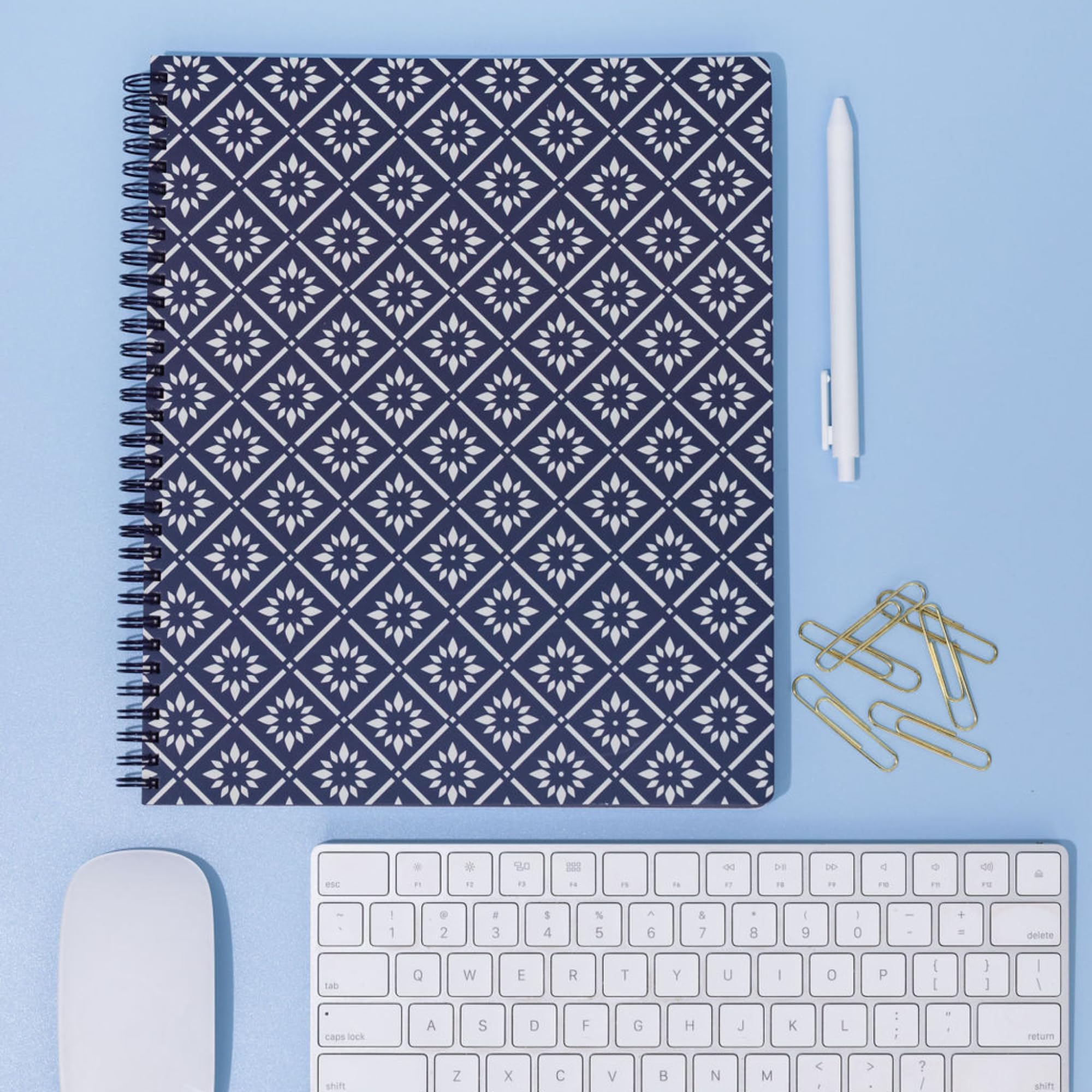 Steel Mill & Co Cute Large Spiral Notebook College Ruled, 11" x 9.5" with Durable Hardcover and 160 Lined Pages (Navy Geo) - Image 3