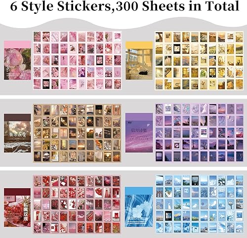 Miniatura 10 de Juego de 600 calcomanías Washi, 12 juegos de agenda para álbumes de recortes, agenda de álbumes, calcomanías para álbumes de recortes, suministros