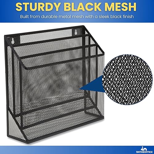 Miniatura 3 de 1InTheOffice Organizador de carpetas de archivos de 3 niveles, clasificador de escritorio, organizador de malla negra