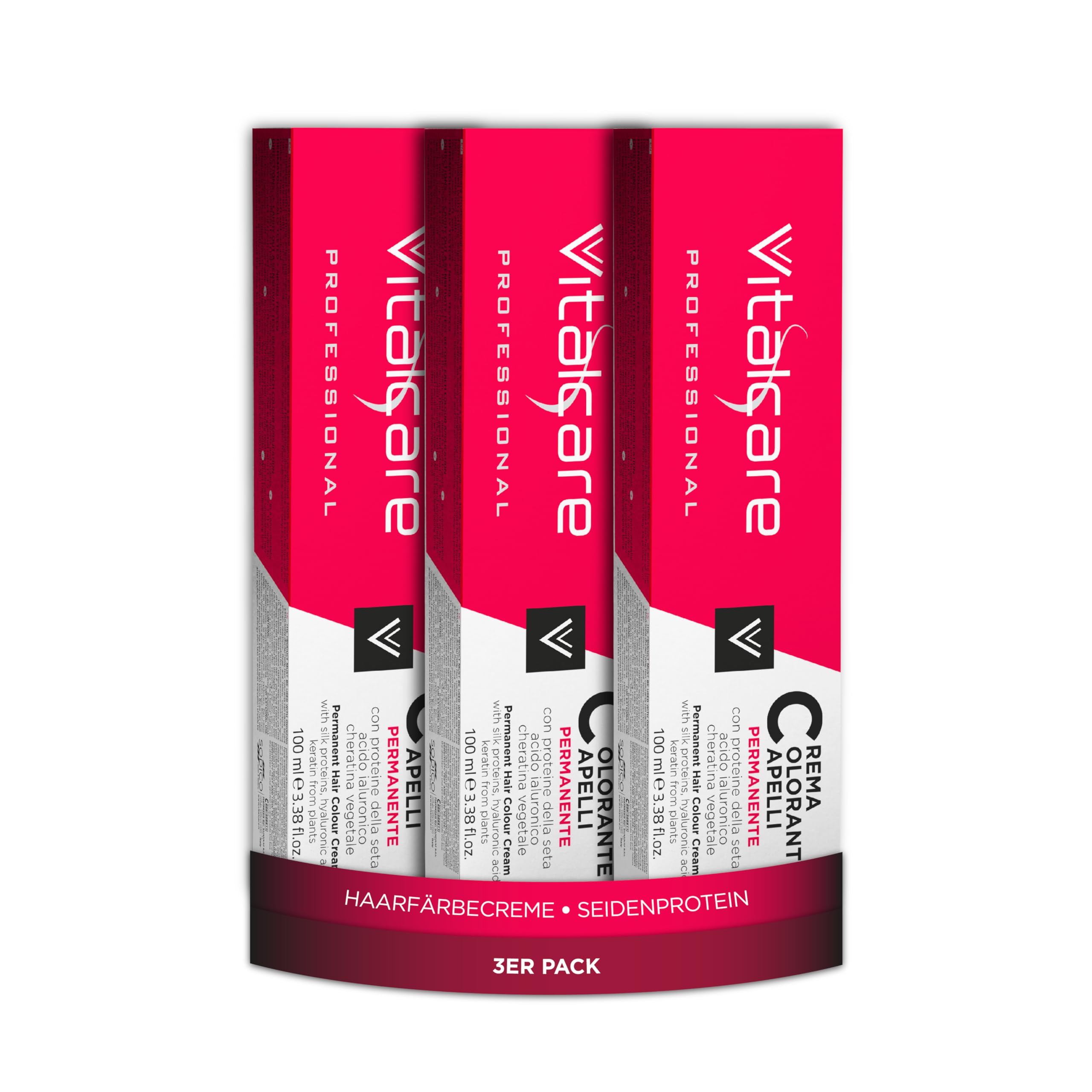 Vitalcare | Professional Professional Permanente Coloration, Haarfarbe mit Seidenprotein, Nr. 5/3, Hellbraun Gold, Multipack, 3 Stück x 100 ml